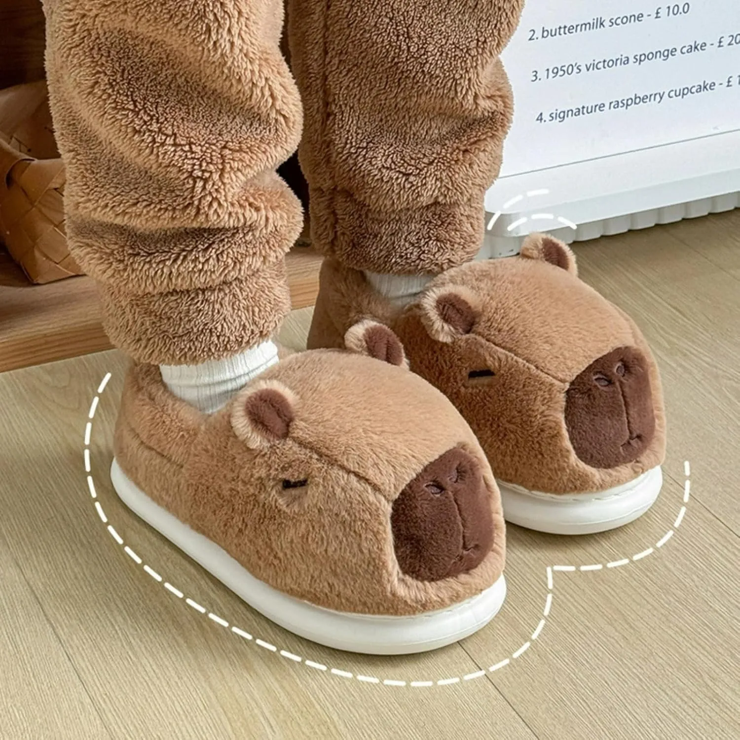 Parent-Child Fuzzy Slippers Cute Capybara Shape Soft Cozy Warm Anti-Slip Soles Indoor Fluffy Slippers Gift for Christmas