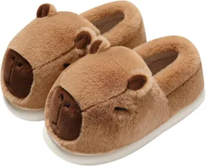Parent-Child Fuzzy Slippers Cute Capybara Shape Soft Cozy Warm Anti-Slip Soles Indoor Fluffy Slippers Gift for Christmas