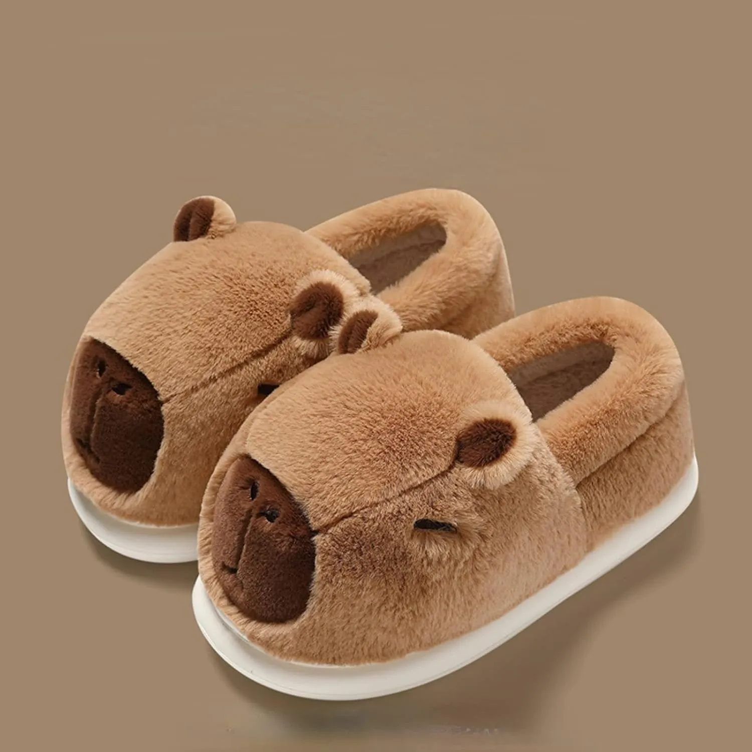 Parent-Child Fuzzy Slippers Cute Capybara Shape Soft Cozy Warm Anti-Slip Soles Indoor Fluffy Slippers Gift for Christmas