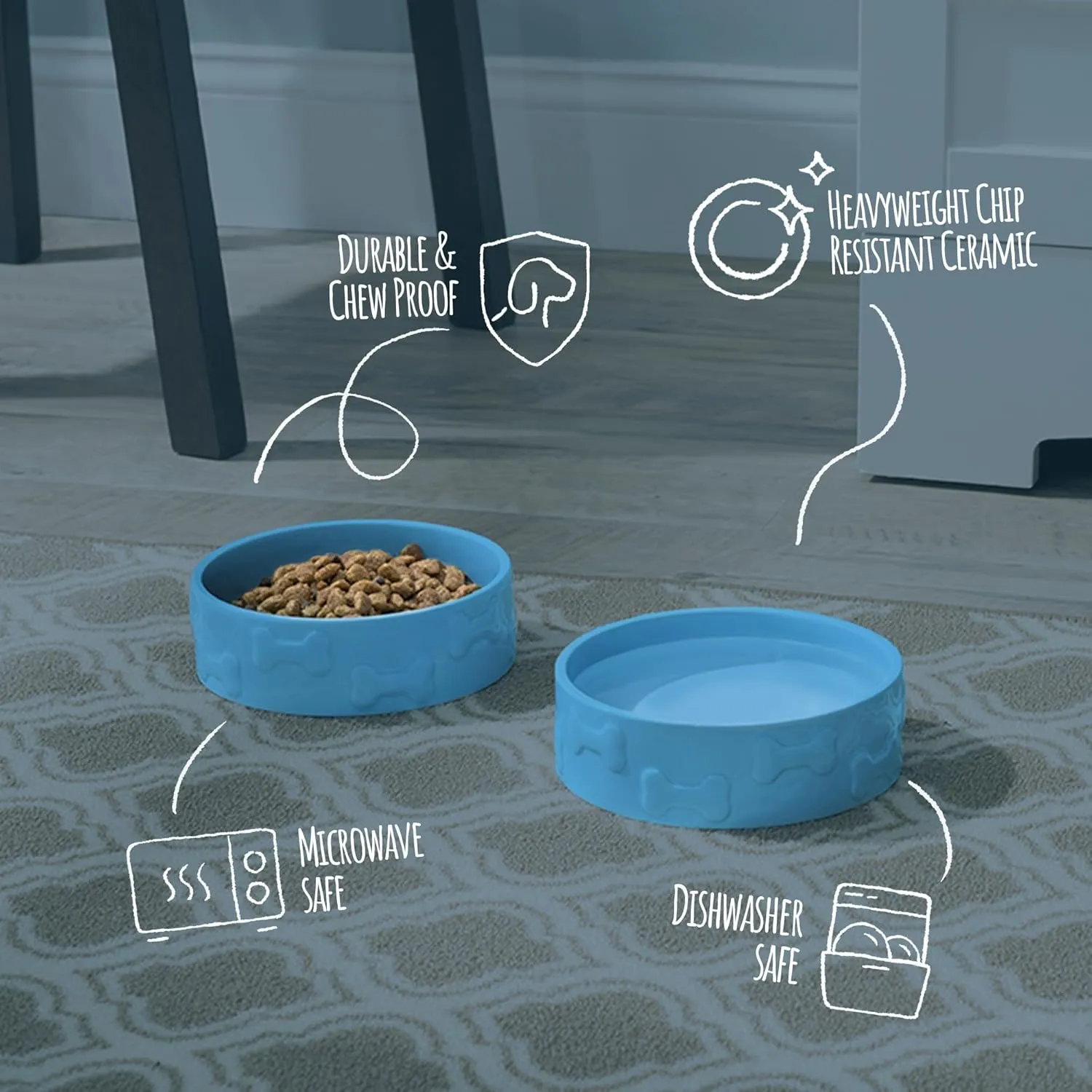 Park Life Designs Pet Bowl | Manor (Large, Azure)