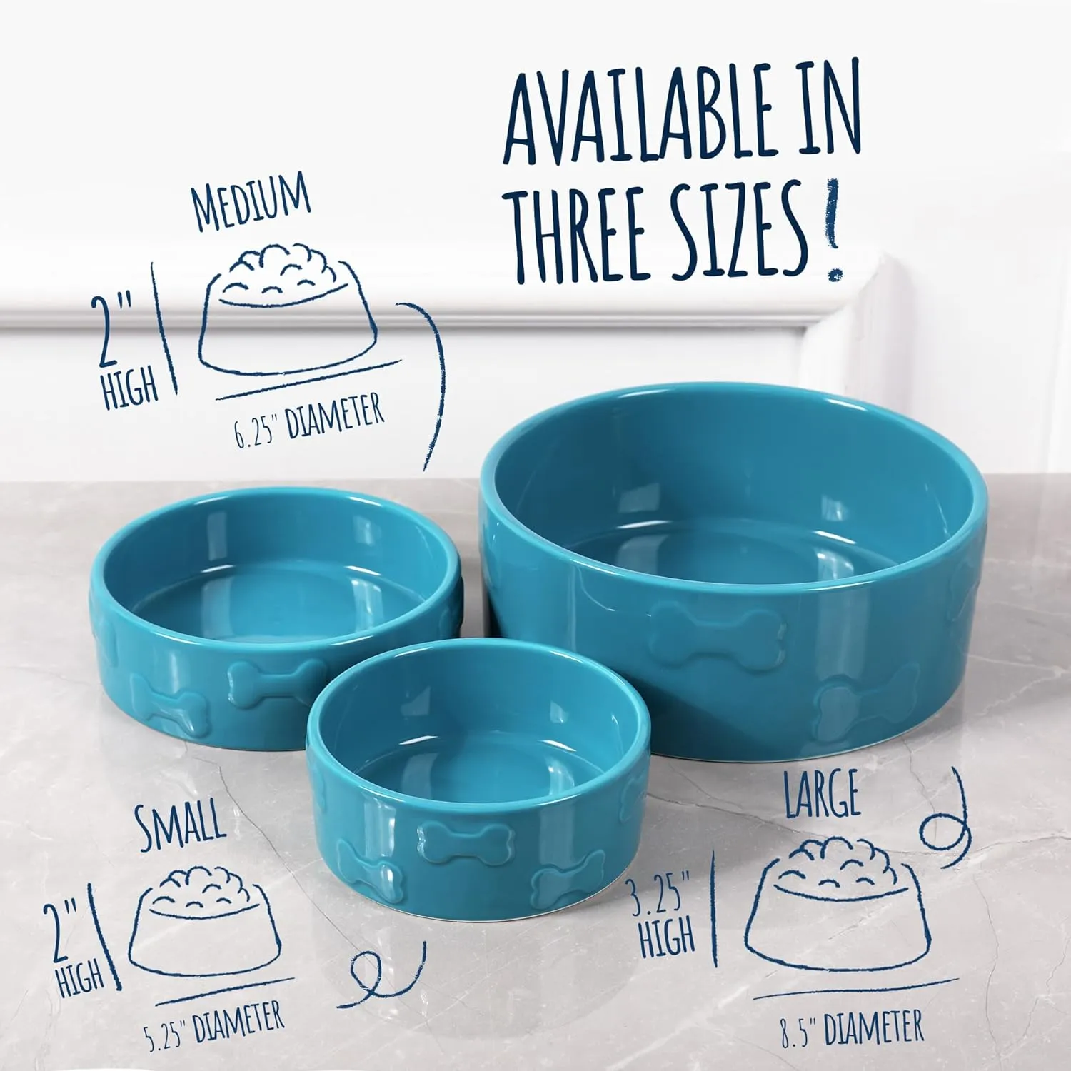 Park Life Designs Pet Bowl | Manor (Large, Azure)