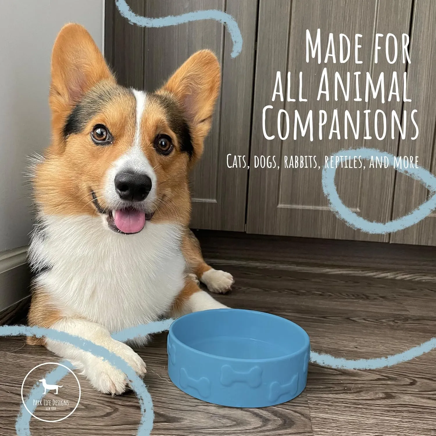 Park Life Designs Pet Bowl | Manor (Large, Azure)