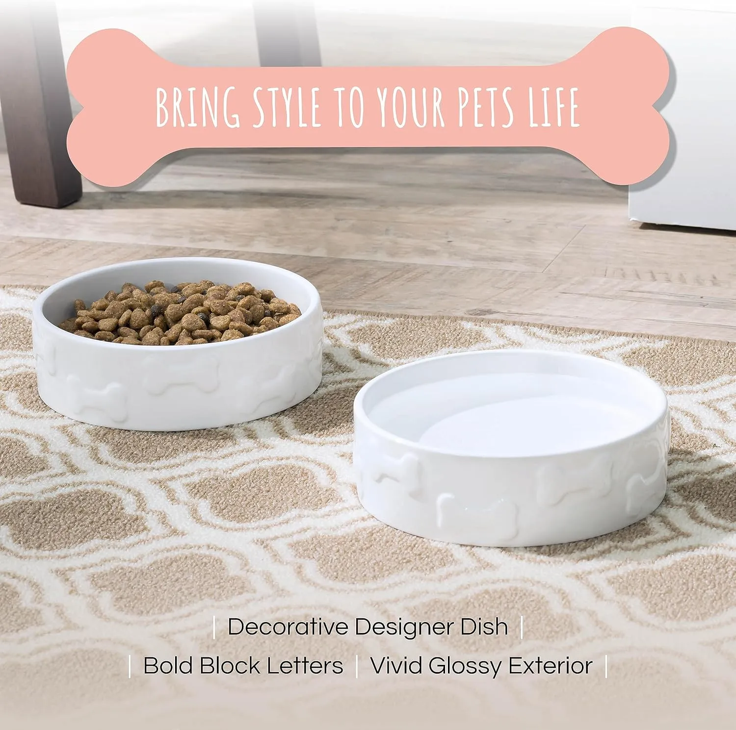 Park Life Designs Pet Bowl | Manor (Large, White)