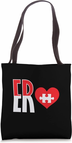Partner Look He Heart Puzzle Tote Bag