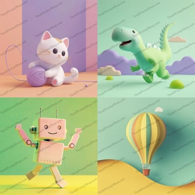 Pastel 3D Characters AI MidJourney Image Prompt, 9324