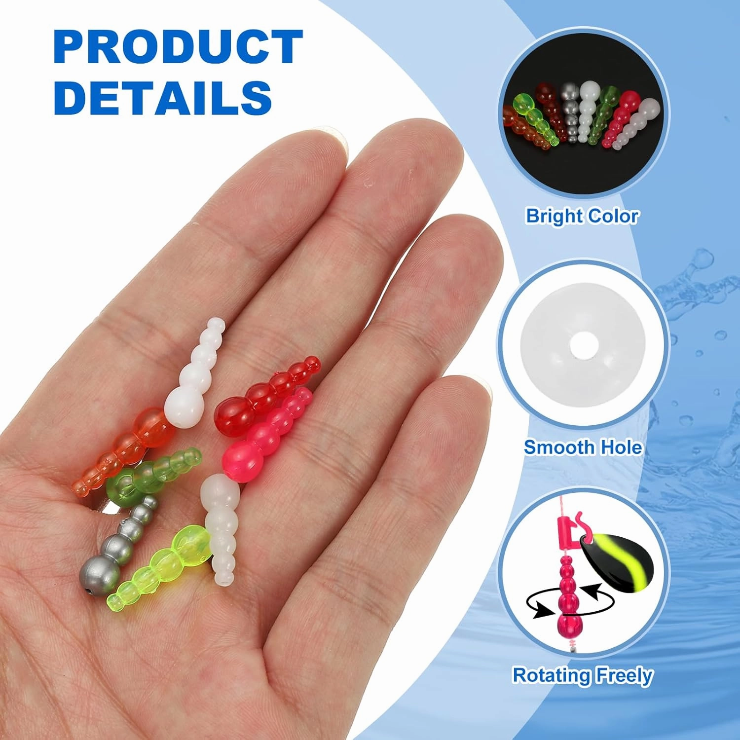 PATIKIL Stacked Fishing Beads, Plastic Fishing Bead Trout Beads Tackle Trout Walleye Spinner Rig Lure Making Supplies