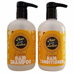 Peace Love   Lotion Creamy Vanilla Hazelnut Scented Natural Hair Shampoo and Conditioner Set, 16 Oz Shampoo - 16 Oz Conditioner