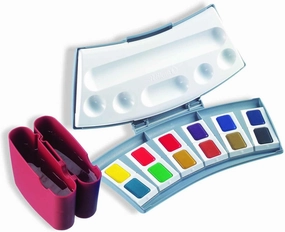 Pelikan Transparent Watercolor Paint Set, 12 Colors (721886), Multi,Black,Blue,Green