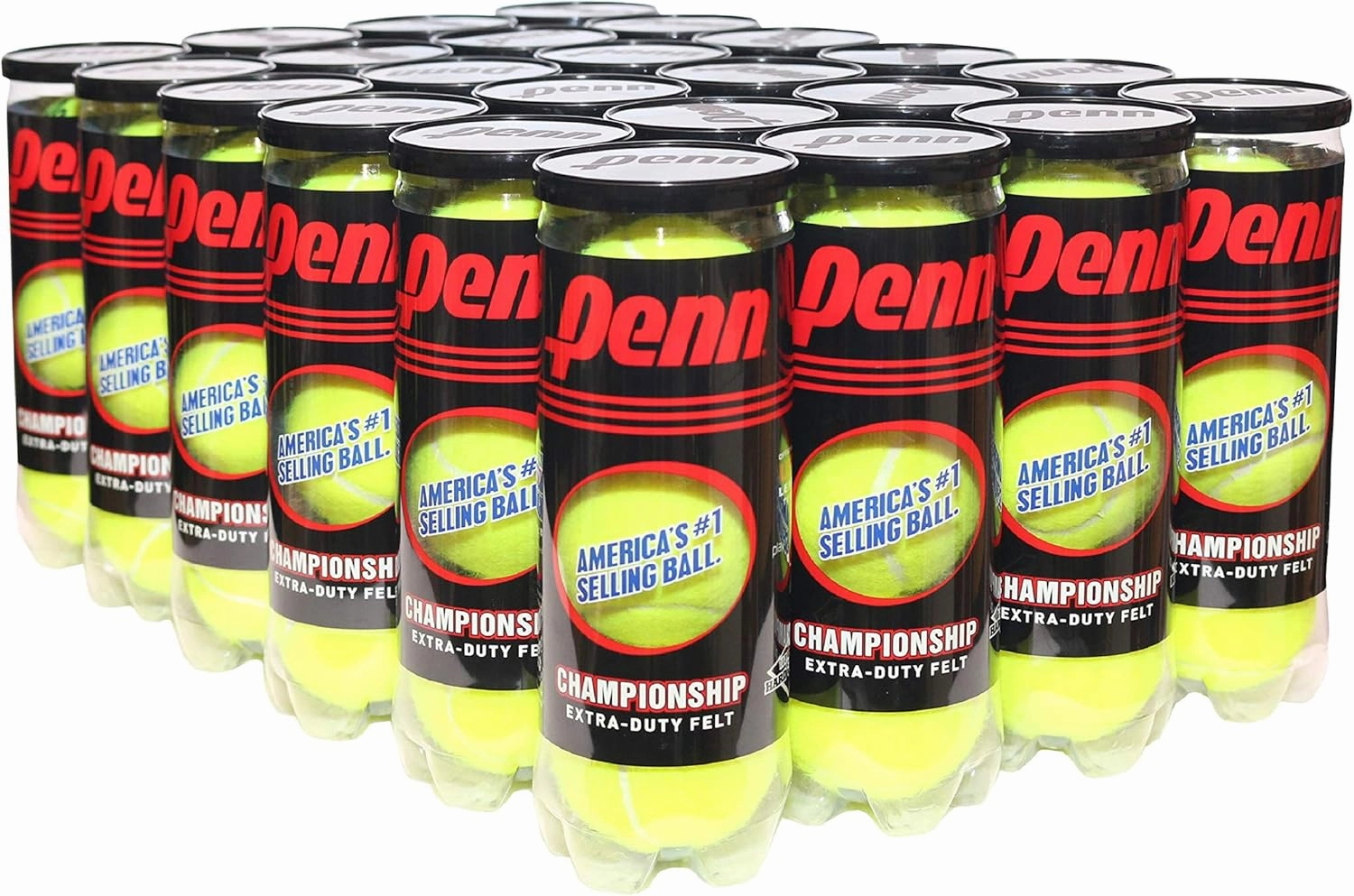 Penn Championship Tennis Balls - Extra Duty Felt Pressurized Tennis Balls - 24 Cans, 72 Balls