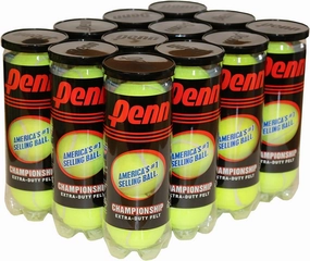 Penn Natural Rubber Championship Extra Duty Tennis Ball Case (12 cans, 36 Balls), Yellow