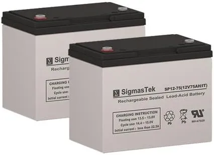 Permobil C400 Corpus Replacement Battery Set of 2-12 Volt 75AH IT terminal By SigmasTek