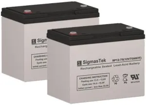 Permobil C400 Corpus Replacement Battery Set of 2-12 Volt 75AH IT terminal By SigmasTek