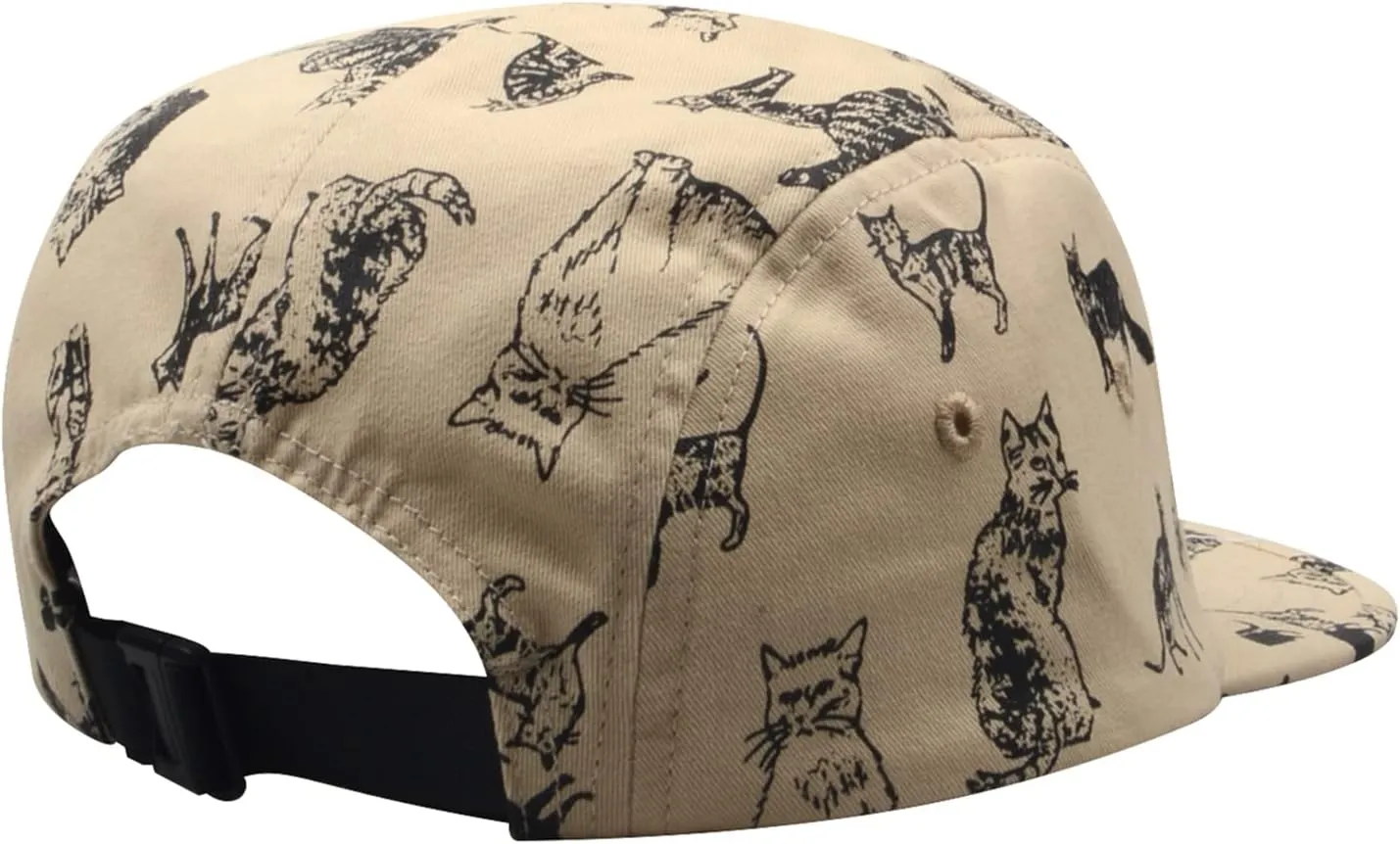 Pet and Wildlife-Themed 5-Panel Camp Caps Cat Dog Dachshund Capybara Opossum Hats for Animal Enthusiasts