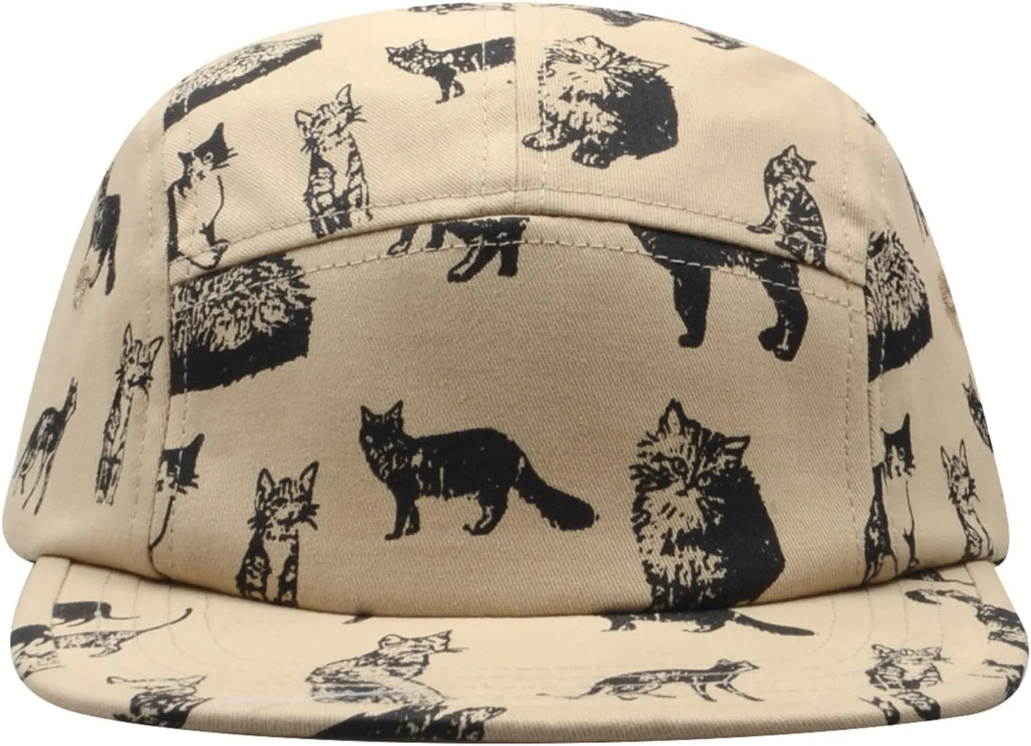 Pet and Wildlife-Themed 5-Panel Camp Caps Cat Dog Dachshund Capybara Opossum Hats for Animal Enthusiasts