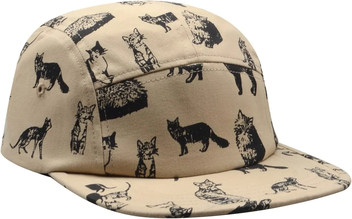 Pet and Wildlife-Themed 5-Panel Camp Caps Cat Dog Dachshund Capybara Opossum Hats for Animal Enthusiasts