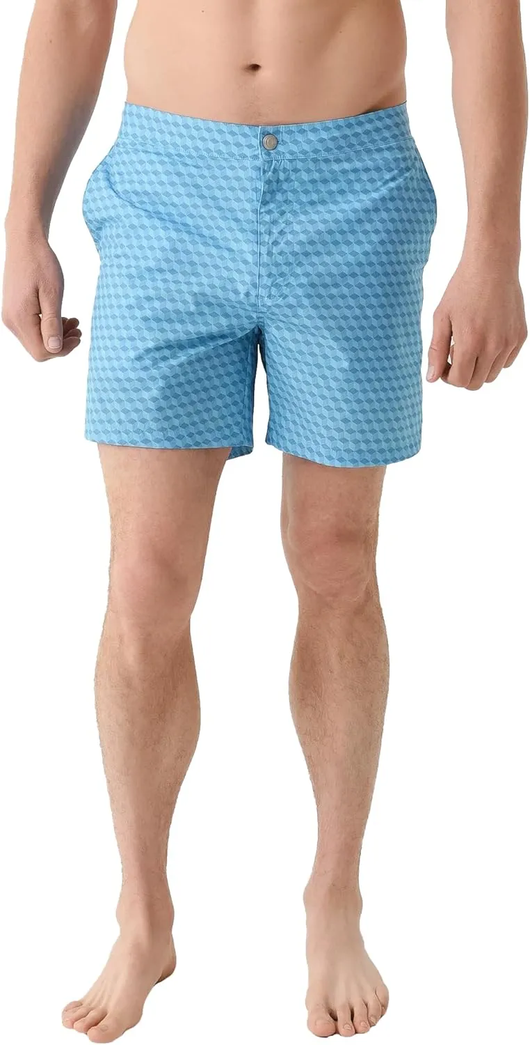 PETER MILLAR Men's Crown Crafted Men's Chiavari Cube Swim Trunk XL Blue