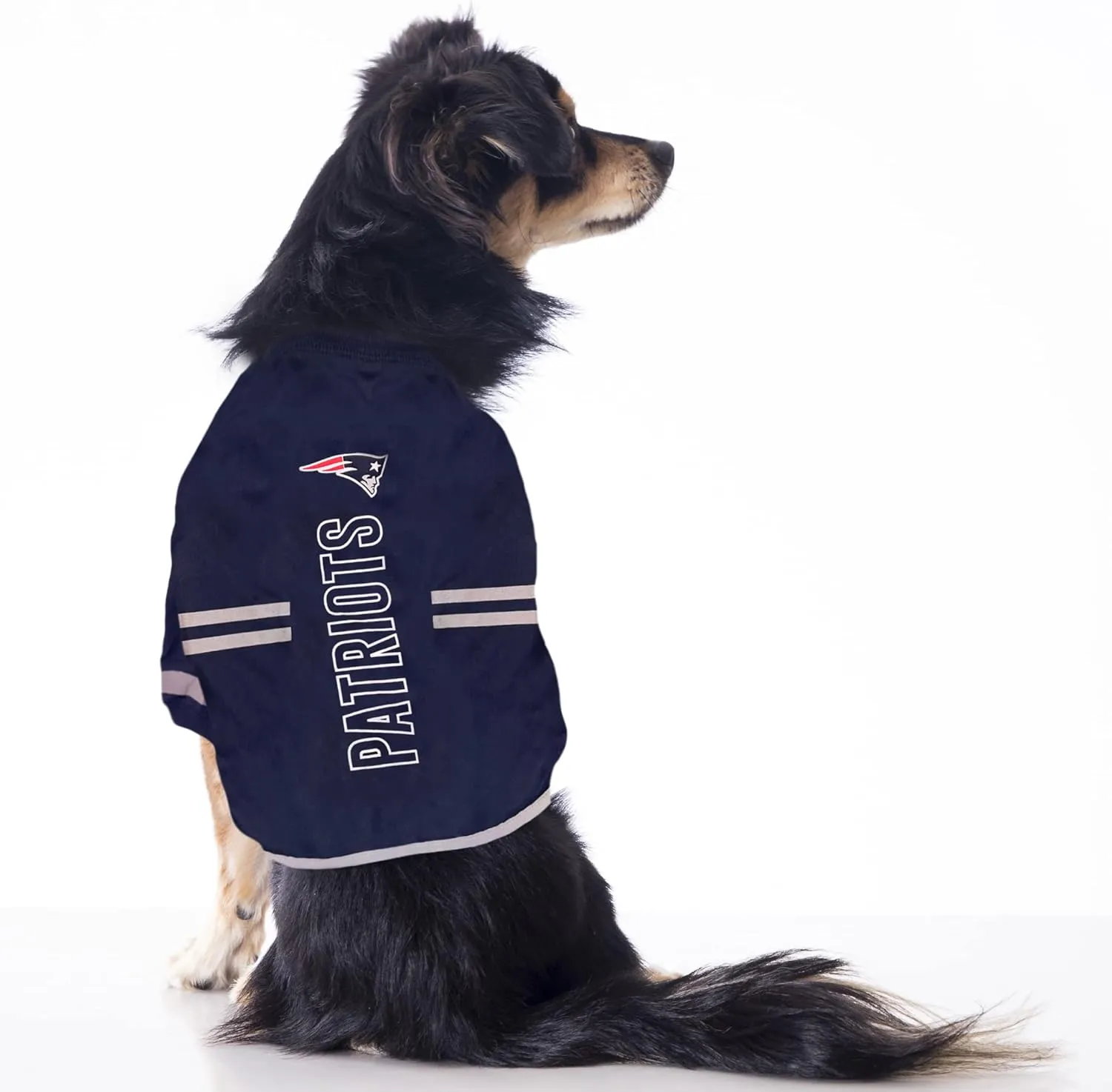 Pets First NFL New England Patriots Dog T-Shirt, Football Dogs & Cats Shirt - Durable Sports PET TEE - 3 Sizes, NFL PET Outfit, Reflective TEE Shirt in Team Color, Cool Football Dog Tee