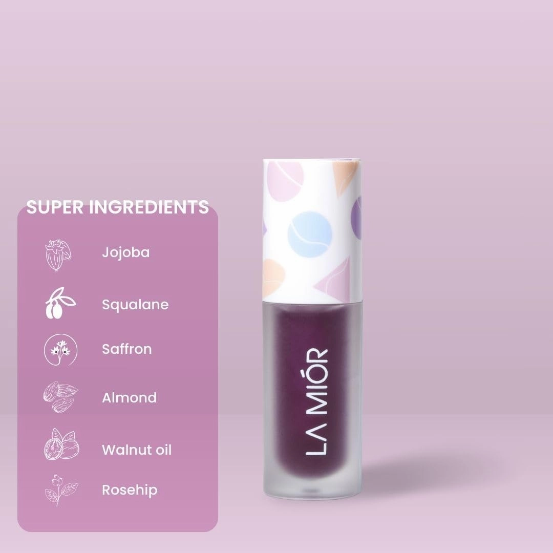 pH Adaptive Lip Tint - Colour Changing pH Tint, Long-Lasting, Nourishing Lip Oil Stain with Jojoba & Almond Oils (Jamun Ball (Plum to Deep Cherry), 5ML)