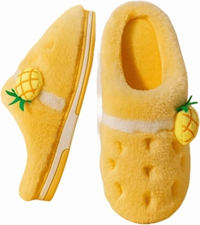 Pineapple Fuzzy Slippers With Plush Fluffy Slippers For Women Super Warm Memory Cartoon Design In Regal Colors (6.5,Pineapple)