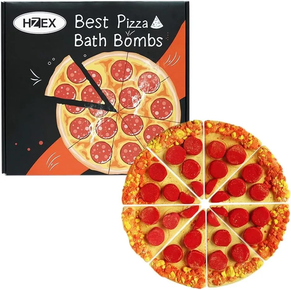Pizza Bath Bombs, Unique Kid Bath Bomb Set, Organic Bathbombs for Adults, Creative and Fun Bath Bomb Set for The Entire Family, Freshly Scented and All Natural Bath Bombs