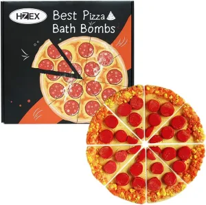 Pizza Bath Bombs, Unique Kid Bath Bomb Set, Organic Bathbombs for Adults, Creative and Fun Bath Bomb Set for The Entire Family, Freshly Scented and All Natural Bath Bombs