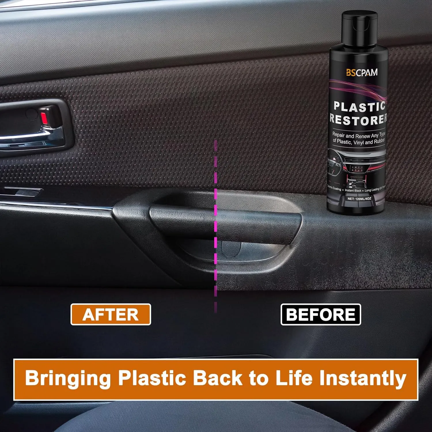 Plastic Restorer - Automotive Ceramic Coating for Plastic Trim, Restores Shine to Plastic, Rubber & Vinyl, Repairs Minor Scratches, UV Protection, Highly Concentrated, Long-Lasting Formula -4Oz