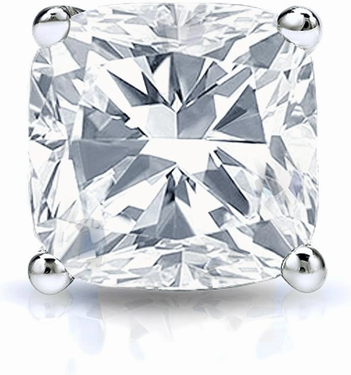 Platinum 4-Prong Basket Cushion Cut Diamond SINGLE STUD Earring (1/2 cttw, G-H, SI1-SI2) screw back