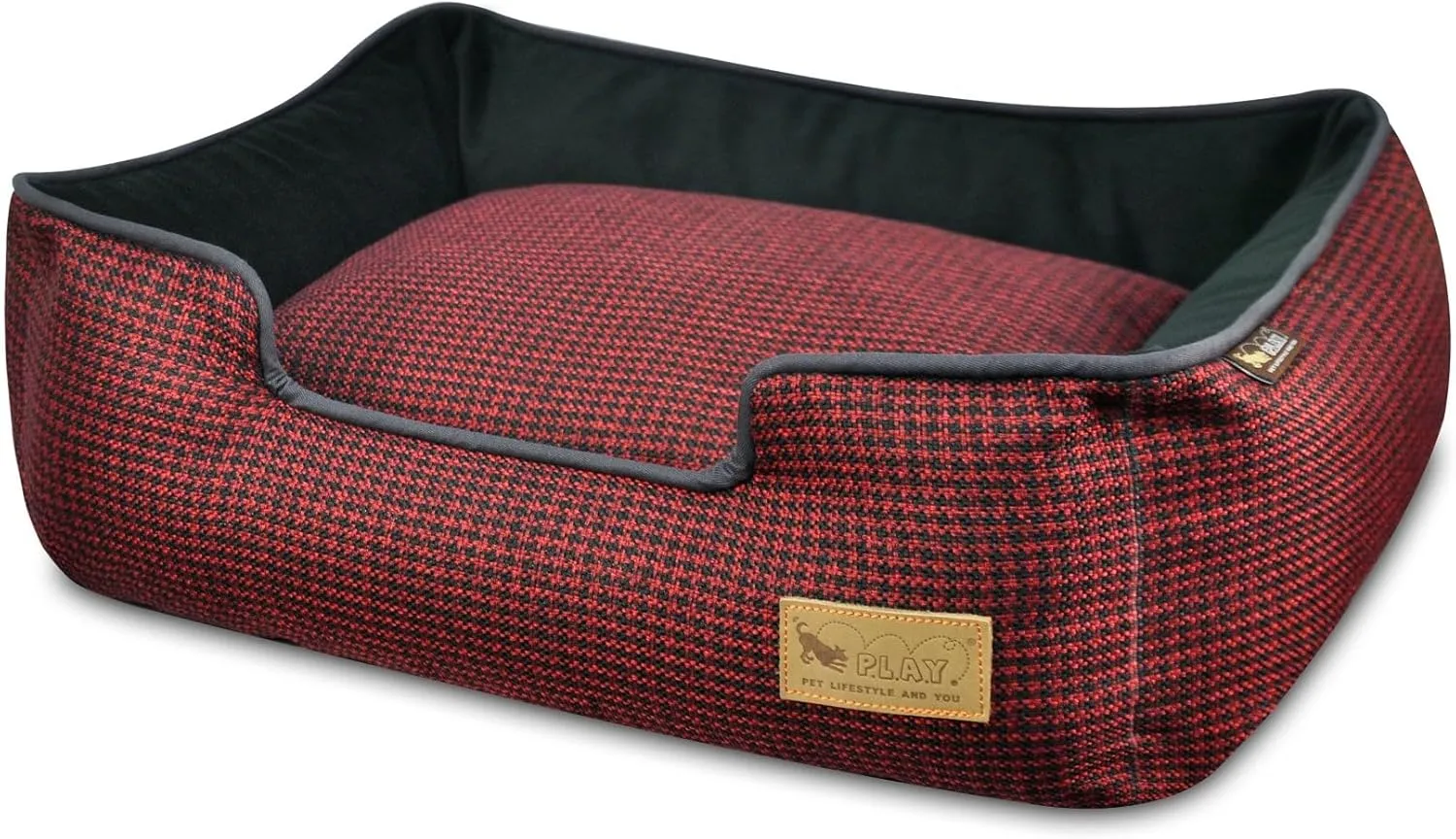 P.L.A.Y. (Pet Lifestyle And You) P.L.A.Y. - Houndstooth Lounge Bed - Small - Red/Black