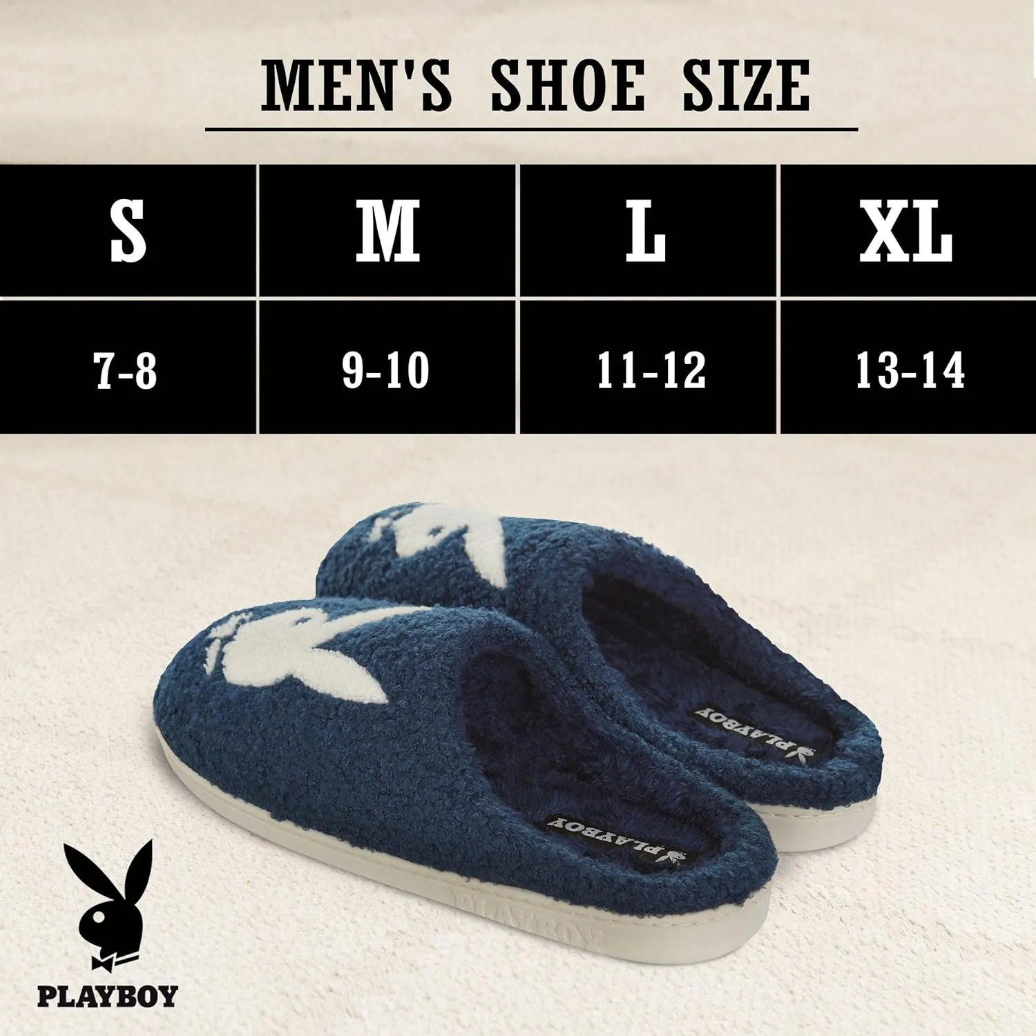 Playboy Mens Slippers Gifts for Men Extra Cozy Fuzzy House Slippers Slip On