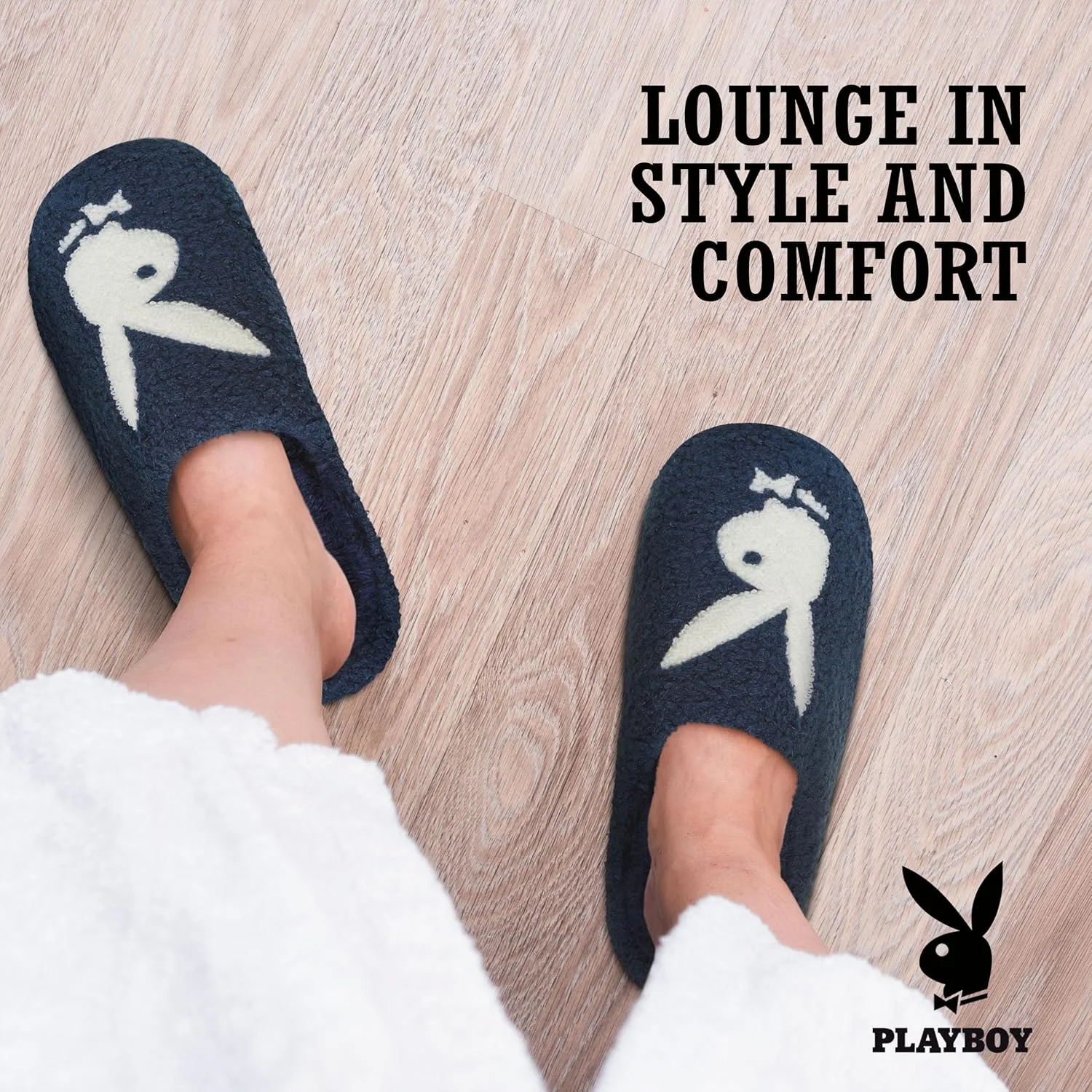 Playboy Mens Slippers Gifts for Men Extra Cozy Fuzzy House Slippers Slip On