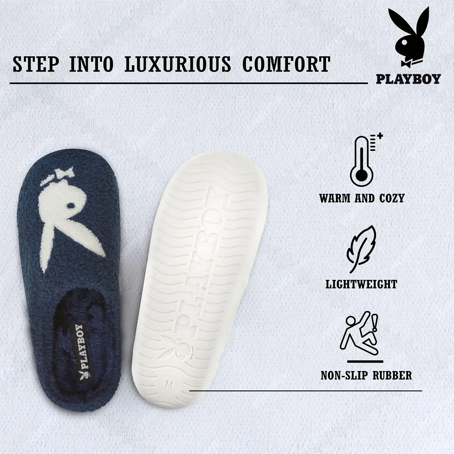 Playboy Mens Slippers Gifts for Men Extra Cozy Fuzzy House Slippers Slip On