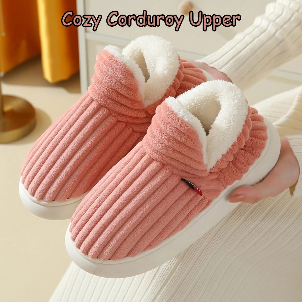 Pluffi Slipper Booties Women Men, Winter Anti-Slip Warm fluffy slippers Shoes, Plush Striped Ankle Heeled Cloud Slides