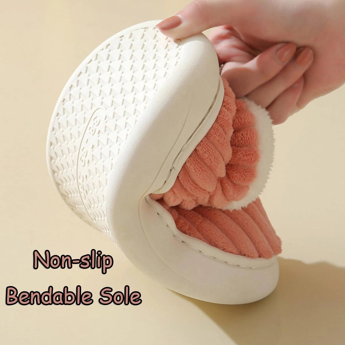 Pluffi Slipper Booties Women Men, Winter Anti-Slip Warm fluffy slippers Shoes, Plush Striped Ankle Heeled Cloud Slides