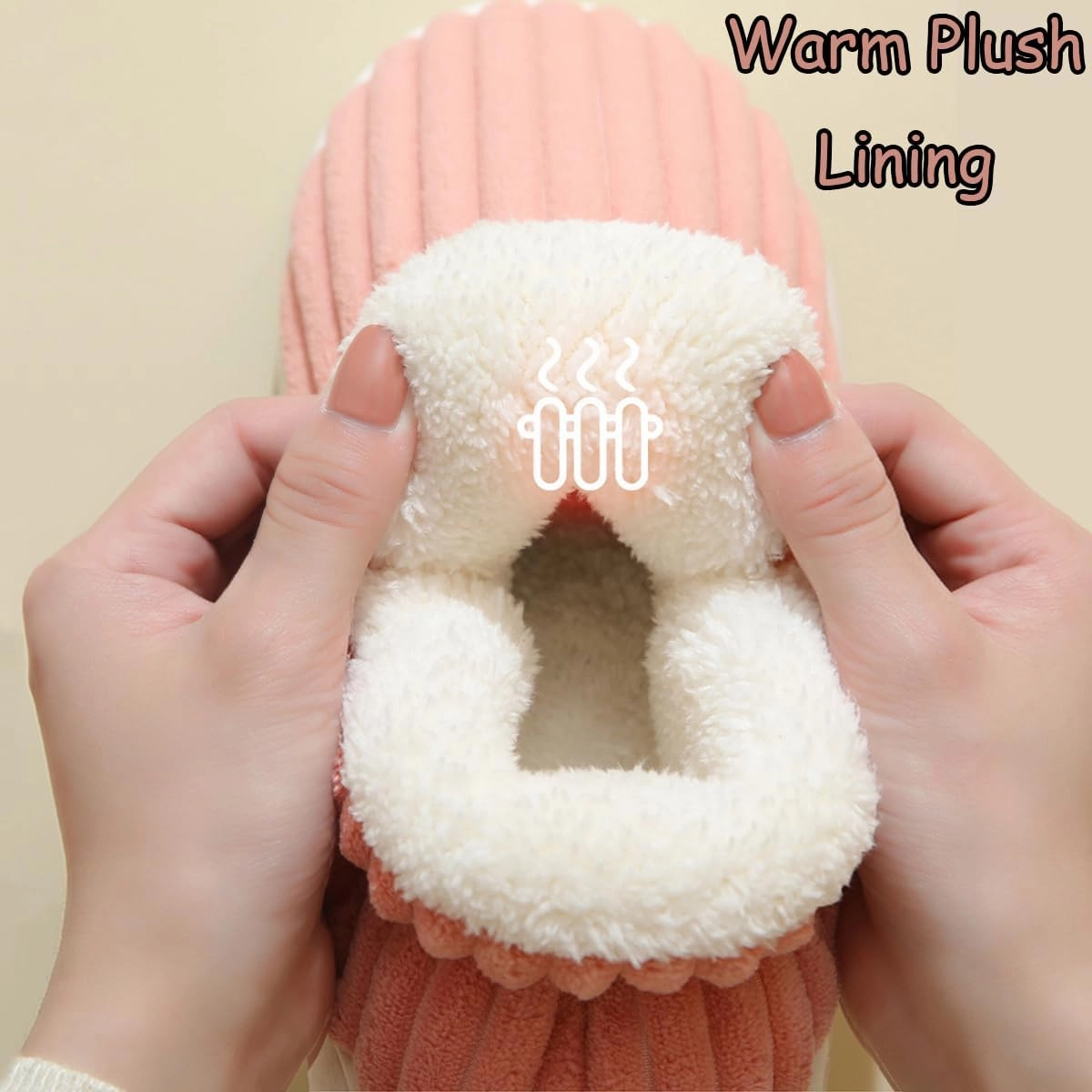 Pluffi Slipper Booties Women Men, Winter Anti-Slip Warm fluffy slippers Shoes, Plush Striped Ankle Heeled Cloud Slides