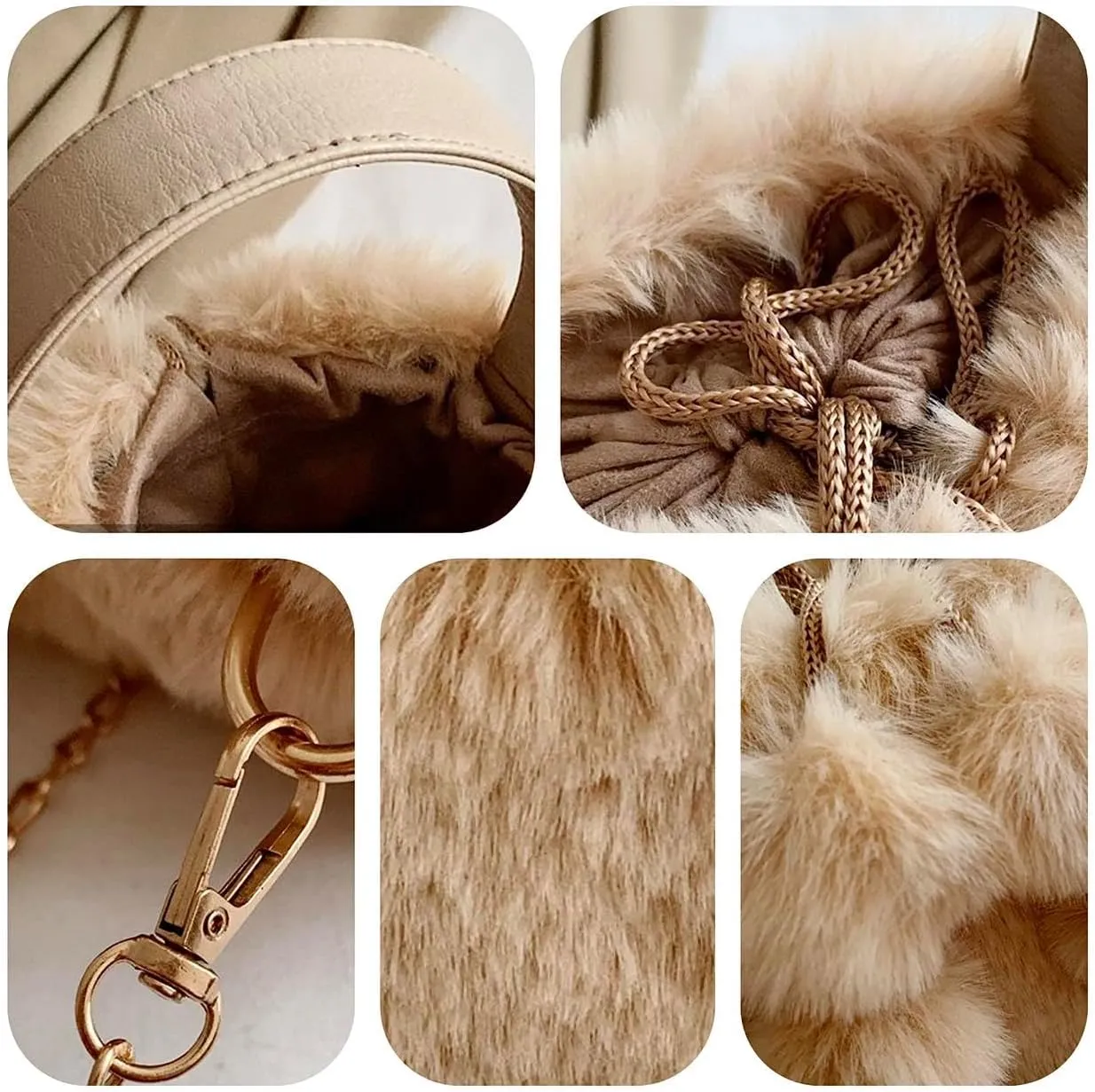 Plush Underarm Bag for Girls Furry Purse Handbags for Women Y2K Fluffy Fuzzy Shoulder Bag Tote Bag for Autumn Winter