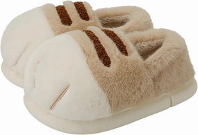 Plush cat paw slippers，non-slip soles, cozy and cute slippers