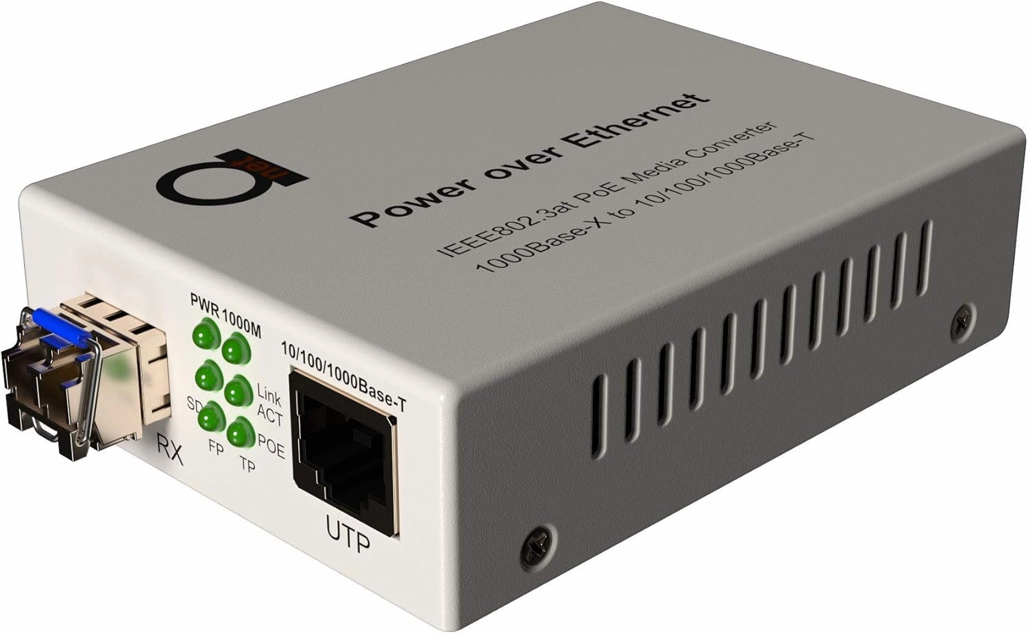 PoE Fiber Single Mode LC Gigabit Ethernet Media Converter - Supplies IEEE 802.3 PoE & PoE  PSE Power & Extends Distance Over Fiber up 20km (12.42 Miles) - 10/100/1000 Autosensing UTP LAN Port
