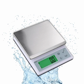 Polit Food Kitchen Scale Sun Lite, 6.6lb/3Kg Digital Scale Gram Ounce 1g/0.04oz to 0.1g/0.004oz Accuracy, Waterproof Stainless Steel with LCD Display, 5 Weight Unit (with Power Adaptor)