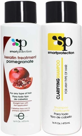 Pomegranate Medium Strength Keratin Treatment with Clarifying Shampoo 16oz by Smart Protection