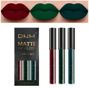 Popular DNM Velvet Matte Lipstick, 3 Sets Liquid Lipstick Color Lip Gloss Makeup Long Lasting Moisturizing Non-Sticky Lip Gloss (7)