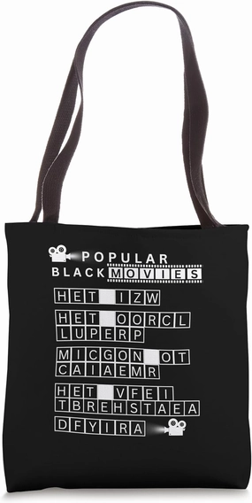 Popular Black Movies Word Scramble Puzzle Game Graphic Tote Bag