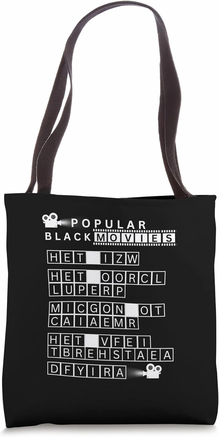 Popular Black Movies Word Scramble Puzzle Game Graphic Tote Bag