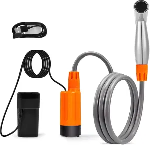 Portable Electric Camping Shower, Handheld Bidet with USB Charging, Powerful Water Flow, Includes Suction Cup & S Hook