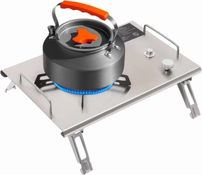 Portable Gas Stove, Portable Stove, Electronic Ignition Outdoor Camping Cooking Stove for Camping, Hiking, Overnight Trips, Picnics, Spring Trips, Mountaineering (Silver)