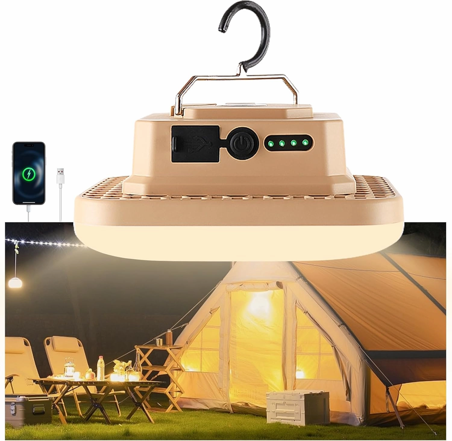 Portable Rechargeable LED Camping Lights for Hanging,Waterproof Outdoor Light,Super Bright Hanging Lanterns for Tents, Canopies, Outdoor