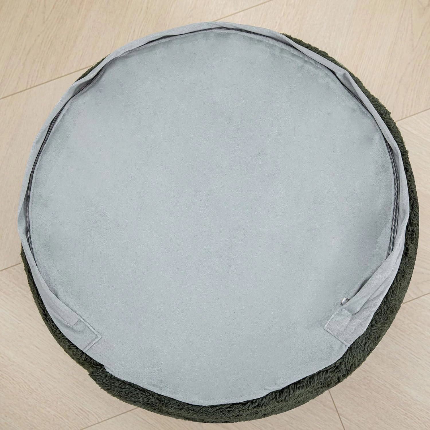 Pouf Ottoman Stuffed Velvet Floor Pouf Footrest Ottoman Foot Stool Bean Bag Floor Chair for Bedroom Living Room 20x12inches with Filler Dark Green
