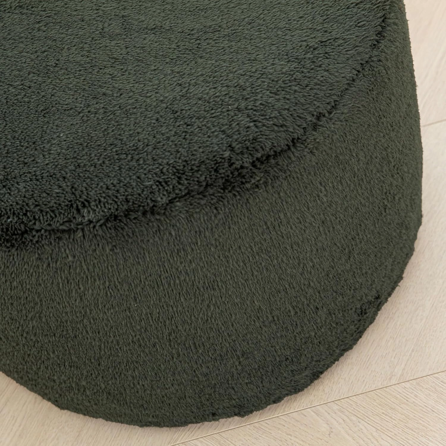 Pouf Ottoman Stuffed Velvet Floor Pouf Footrest Ottoman Foot Stool Bean Bag Floor Chair for Bedroom Living Room 20x12inches with Filler Dark Green