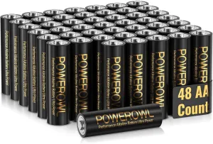 POWEROWL High Capacity Alkaline AA Batteries 48 Pack, 1.5v Long Lasting Double A Battery, 10-Year Shelf Life