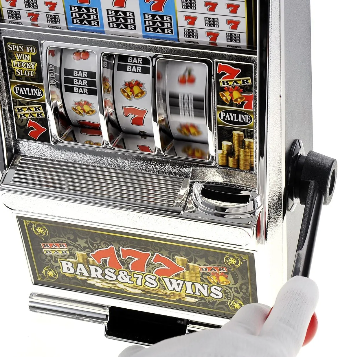 PowerTRC Jumbo Slot Machine Coin Bank | Casino Toy Slots Piggy Bank | Flashing Lights and Jackpot Sounds
