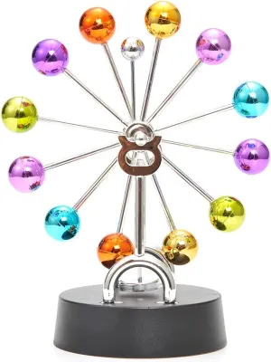 PowerTRC Perpetual Motion Ferris Wheel with Revolving Colorful Metallic Balance Balls | Mesmerizing Kinetic Artwork for Home Decoration and Science Enthusiasts (Battery Powered)